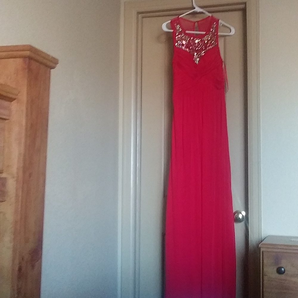 Stylish red w/ gems prom dress